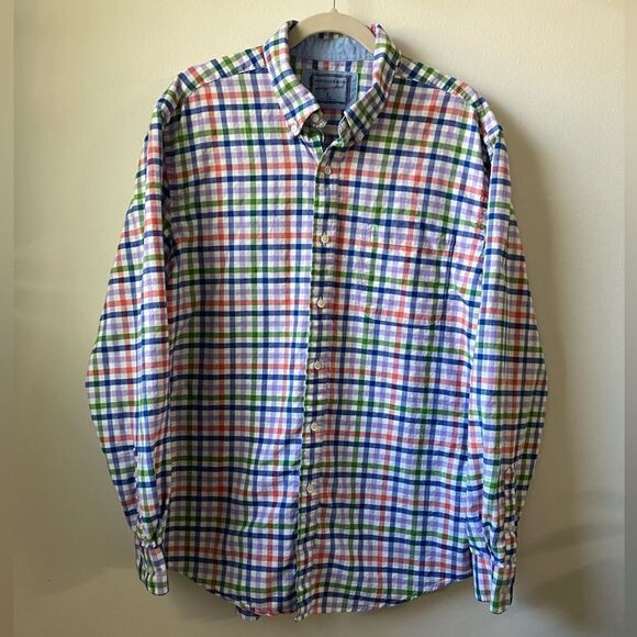 Saddlebred Vintage Oxford Mens Shirt Sz L Purple Blue Green Red - Picture 1 of 6